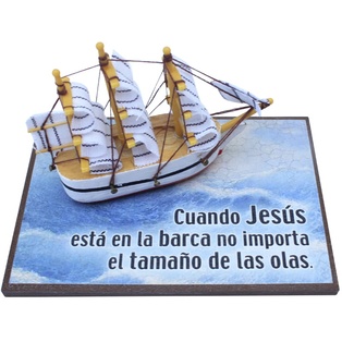 Plaqueta Con Barco Cuando Jesús Está En La Barca No Importa El Tamaño De Las Olas.