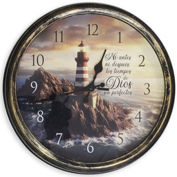 [WATCH-BS058N] Reloj De Pared Diseño Faro En Roca, Ni Antes Ni Después.