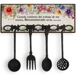 [MET-BS025E] Colgador Con Utencilios De Cocina, Salmo 128:2