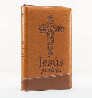 Santa Biblia de Promesas RVR-1960, Jesús para todos, Letra Grande / Tamaño Manual, Piel especial, Café Con Indice