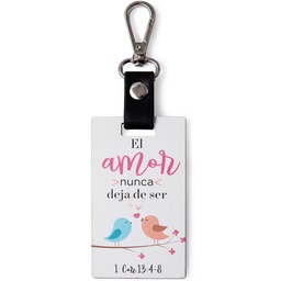 [ABBA-1026] Llavero De Madera El Amor Nunca Deja De Ser