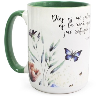 Taza 16 OZ. Colección Primavera. Dios es mi salvación Taza Grande 17,5 Onzas