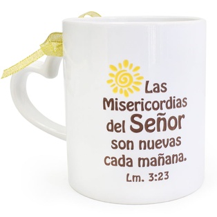 Taza Color Blanco Texto: Las Misericordias De Dios  Lm. 3:23