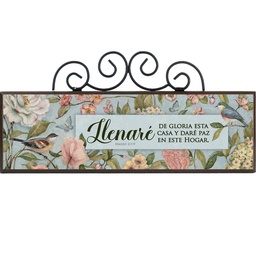 [DECOR-1185G] Plaqueta Con Forja Texto: Hageo 2:7-9 Llenaré De Gloria..