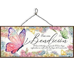 [DECOR-1168C] Plaqueta Nm. 6:24 Eres Una Bendición ( Mariposa Fondo Blanco )