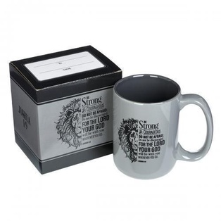 Taza 15  onz De Cerámica "Be Strong" Color Gris Josue