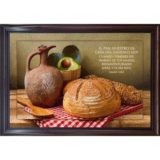 Cuadro Con Marco Café  Salmo 128:2 Pan Con Aguacate.