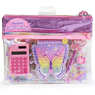 Estuche con Calculadora, Libreta, Bolígrafo y Stickers Diseño De Mariposas