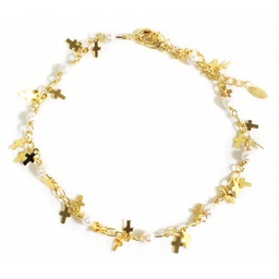 [NICOL-1016] Tobillera Dorada  (Dije De Cruz)