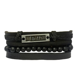 Pulsera De Cuero (Faith Negra)