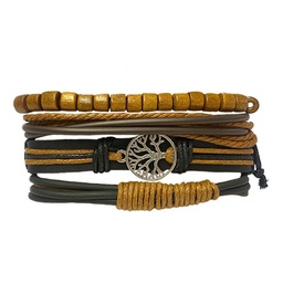 [BEST-1000D] Pulsera De Cuero (Árbol De La Vida)