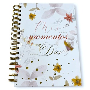 Libreta Devocional Con Espiral  Mis Momentos Con Dios Modelo Acuarela Abstracto