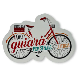 [ABBA-1169] Plaqueta De Madera Con Forma De Bicicleta Texto "Me Guiará Por Sendas De Justicia"