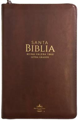 Biblia RVR1960 Tamaño manual Letra Grande Tricolor Marrón/Beige/Café Con Zíper e Índice