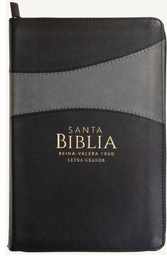 [ABBA-1188] Biblia RVR 1960 Tamaño Manual Letra Grande Imitación Piel Dúo Tono Negro/Gris Con Zíper e Índice