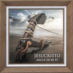 [CART-BS23001A] Cuadro Para Escritorio Marco Color Café Diseño "Ancla De Mi Fe"
