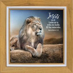 [CART-BS23001E] Cuadro Para Escritorio Marco Color Madera Diseño &quot;León De la Tribu de Judá&quot;