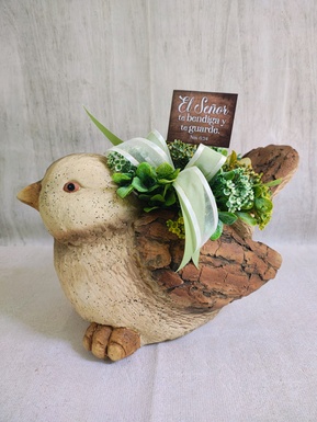 Maceta De Cerámica Pájaro Con Flores  Hageo 2:7-9