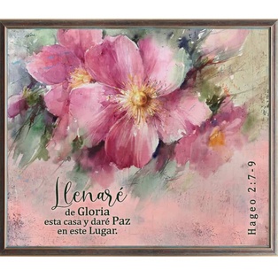 Cuadro Con Marco Café Hageo 2: 7-9 Llenaré De Gloria ( Flores Pastel Color Rosado )