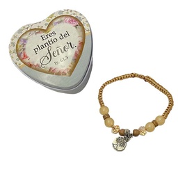 [COMBO-1119A] Combo Pulsera + Cajita De Metal Texto, Isaías 61:3