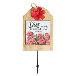 [DEPO-1001A] Colgador De Madera Dios Guarde Tu Entrada Y Tu Salida