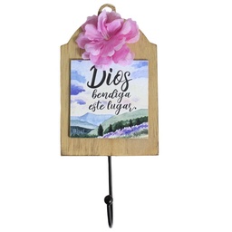 [DEPO-1001B] Colgador De Madera Dios Bendiga Este Lugar Diseño Paisaje