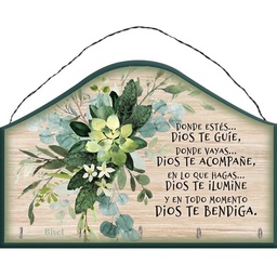 [DECOR-2034O] Porta Llaves Color Verde Diseño: Eucalipto Texto: Donde Estés Dios Te Guíe.
