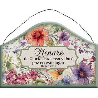 Porta Llaves Color Verde Diseño: Flores Texto: Hageo 2 7-9 Llenaré De Gloria Esta Casa