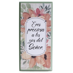 [DECOR-1139K] Plaqueta Color Verde Texto: Eres Preciosa A Los Ojos Del Señor