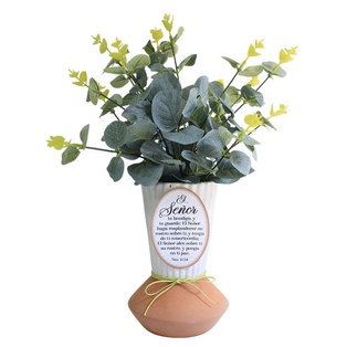 Florero De Cerámica Con Flores Texto: Números 6:24 El Señor Te Bendiga Y Te Guarde