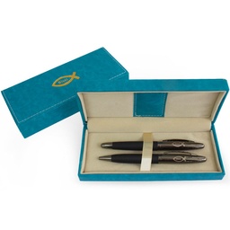 [LETIAN-1002B] Set De 2 Boligrafos Negro Mate Con Ashurado (Incluye Caja Aqua)