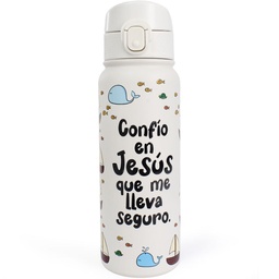 [PLASTIC-1003] Termo 500ml 3D Confío En Jesús Que Me LLeva Seguro