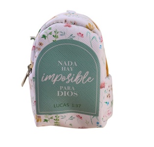 Llavero Monedero En forma De Mochila "Nada Es Imposible Para Dios"