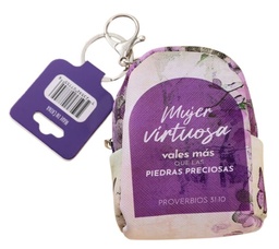 [ABBA-1283] Llavero Monedero En forma De Mochila &quot;Mujer Virtuosa&quot;