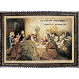 [CART-BS24015A] Cuadro Con Marco Dorado, Diseño "Santa Cena" Texto: 2 Crónicas 7:15-16