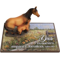 [EVER-1055B] Plaqueta Para Escritorio  Salmo 46:1 &quot;Dios Es Nuestro Amparo Y Fortaleza&quot;
