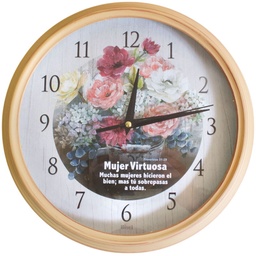 [WATCH-BS057V] Reloj De Pared Redondo Rosado Mujer Virtuosa