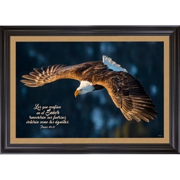 [CART-BS24013A] Cuadro Con Marco Color Negro Diseño De Águila Dorada Texto Isaías 40:31
