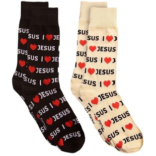 Calcetines Surtido de Dos Colores Amarillo y Negro Texto I Love Jesús