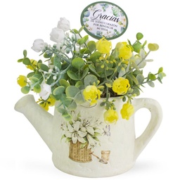 [CERTI-BS23079A] Maceta De Cerámica Con Flores Texto: "Gracias Por Bendecir Mi Vida"