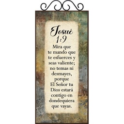 [DECOR-1102I] Plaqueta Con Forja Texto Josué 1:9