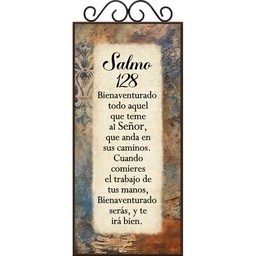 [DECOR-1100D] Plaqueta Con Forja Texto: Salmo 128