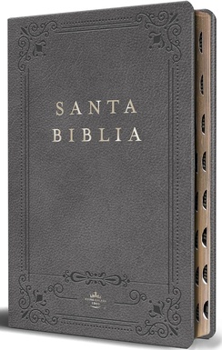 Biblia RVR 1960 Letra Grande Tamaño Manual, Piel Gris Con Índice