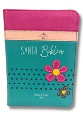 [ABBA-1365] Biblia RVR 1960 Turquesa Con Flores Tamaño Manual