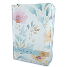 [ABBA-1371] Biblia RVR 1960 Imitación Piel (Flores Azules) Con Índice Y Canto Floral