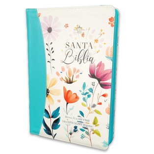 Biblia RVR 1960 Tamaño Grande Letra Súper Gigante Con Cierre E Índice Jardín Turquesa
