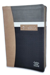 [ABBA-1387] Biblia RVR 1960 Tamaño Grande Letra Súper Gigante Con Cierre e Índice Café/Beige