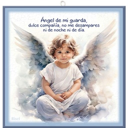 [DECOR-1201I] Plaqueta Colgante Oración Ángel De La Guarda Niño
