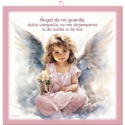 [DECOR-1201J] Plaqueta Colgante Oración Ángel De La Guarda Niña