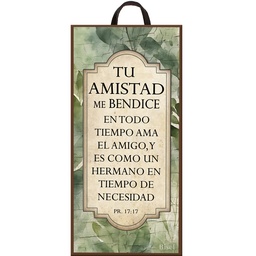 [DECOR-1126G] Plaqueta Colgante Color Café Texto: Proverbios 17:17